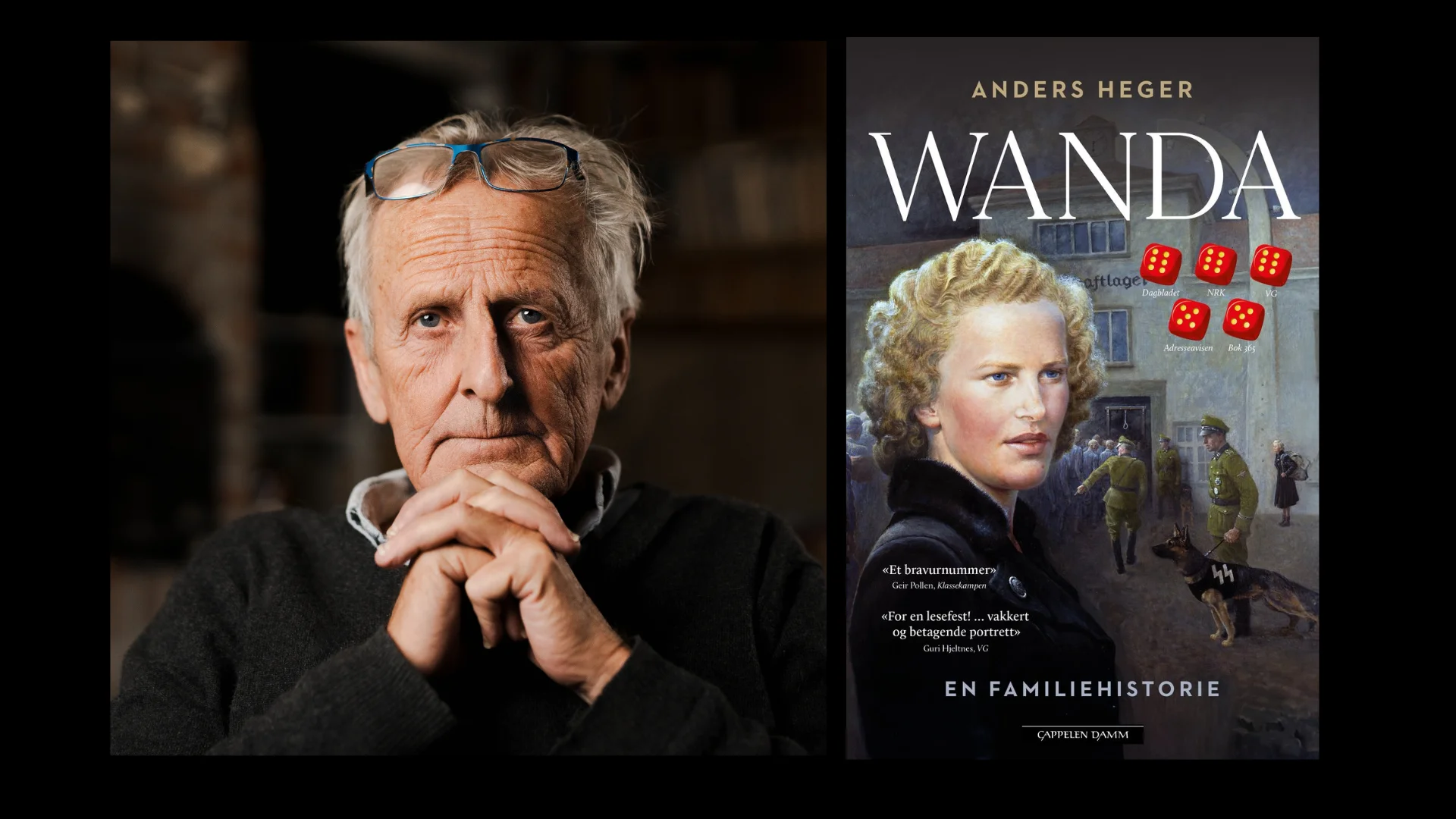 Bilde: Anders Heger og boka Wanda- en familiehistorie
