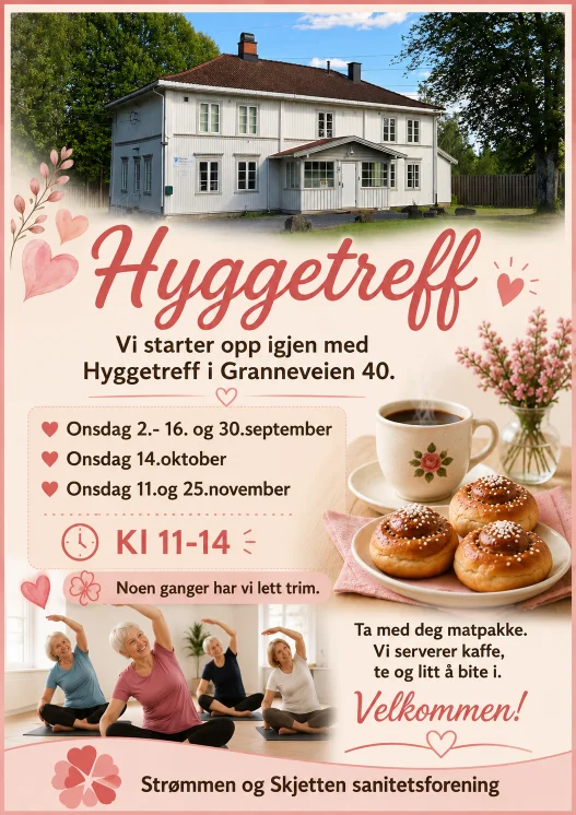Hyggetreff i Granneveien 40, 02.09.2026 11:00:00 fra 11.00 til 14.00